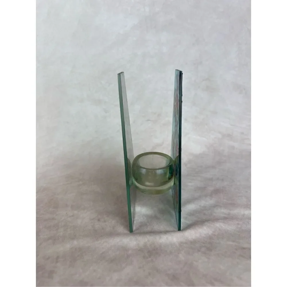 Vintage Faux Stained Glass Tea Light Candle Holder